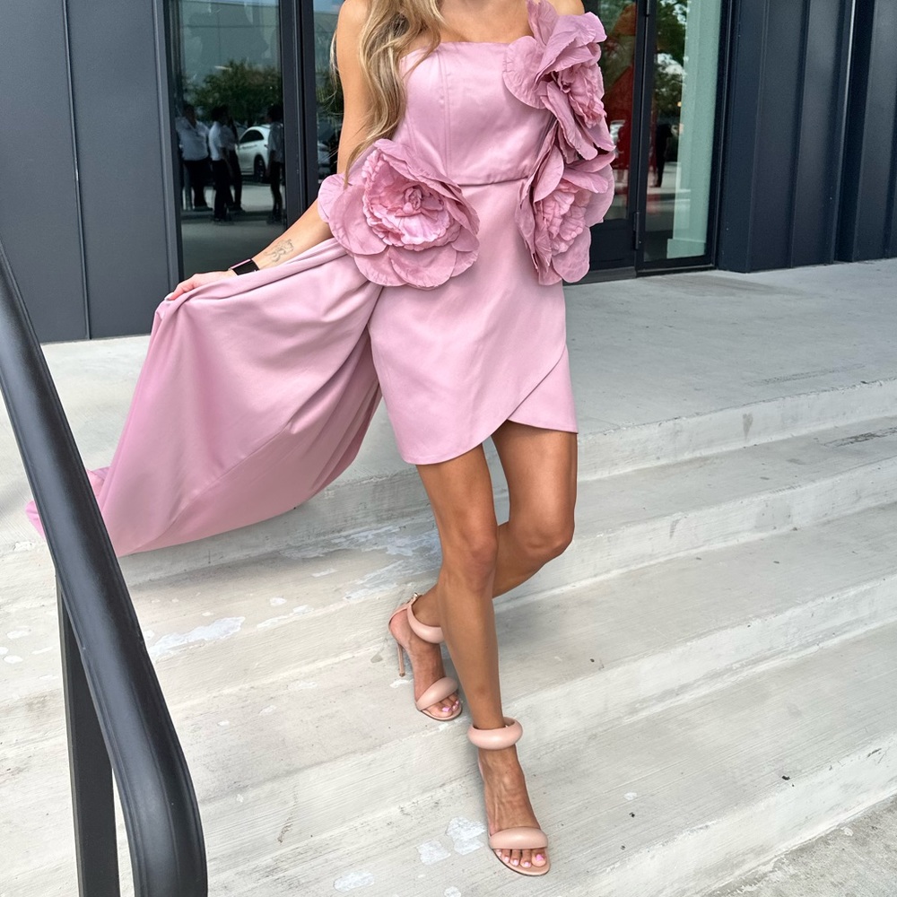 Fashion Nova NovaLuxe Paloma Draped Mini Dress Pink XS